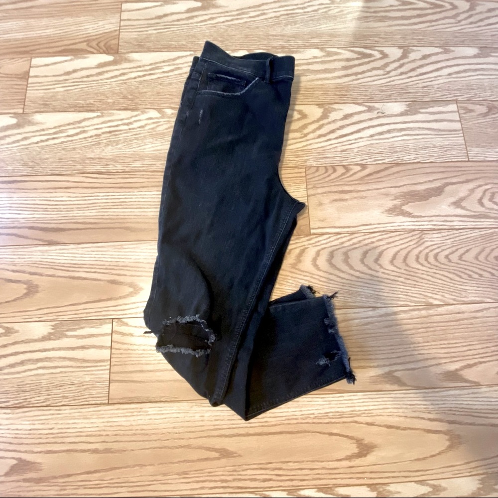 Express Black Jeans Cropped Distressed High Rise